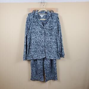 Anne Klein Gray Leopard Fleece Pajama Pants Size XL